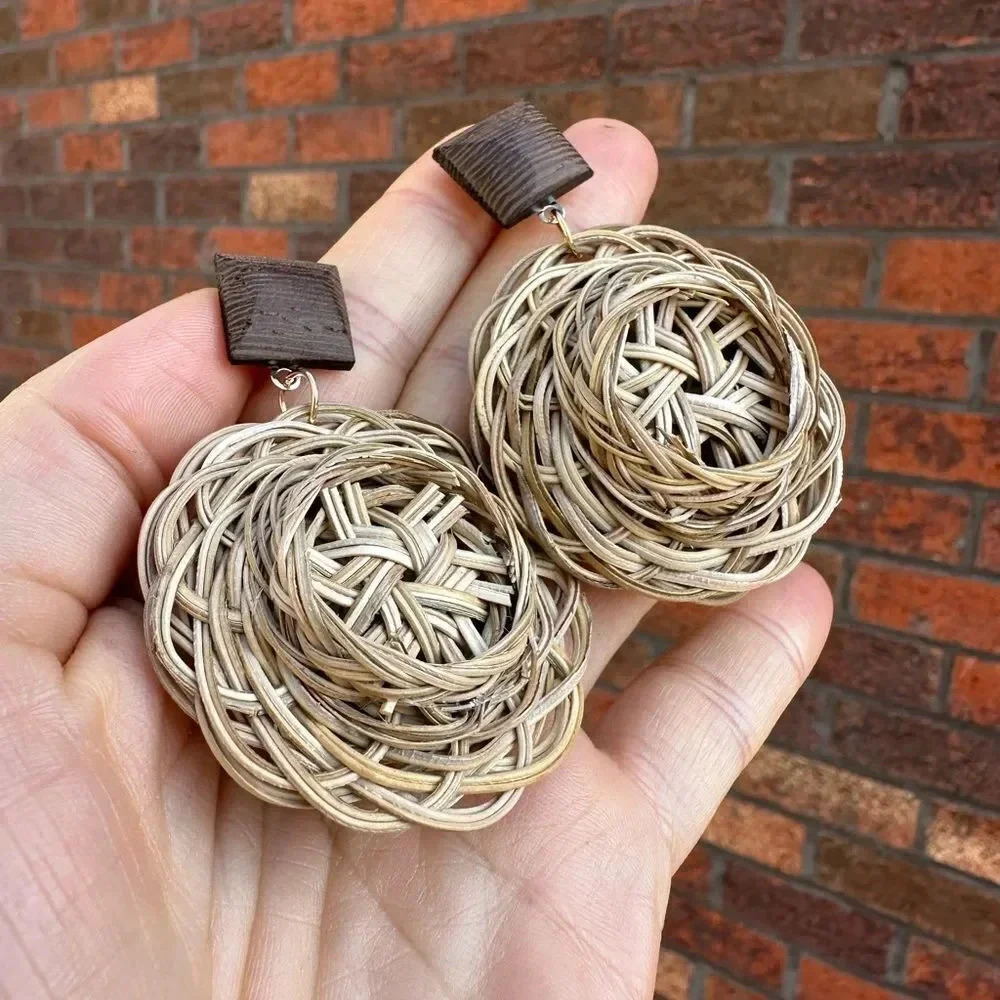 Anthro Rattan Knit Bohemian Earrings - Picture 9 of 10